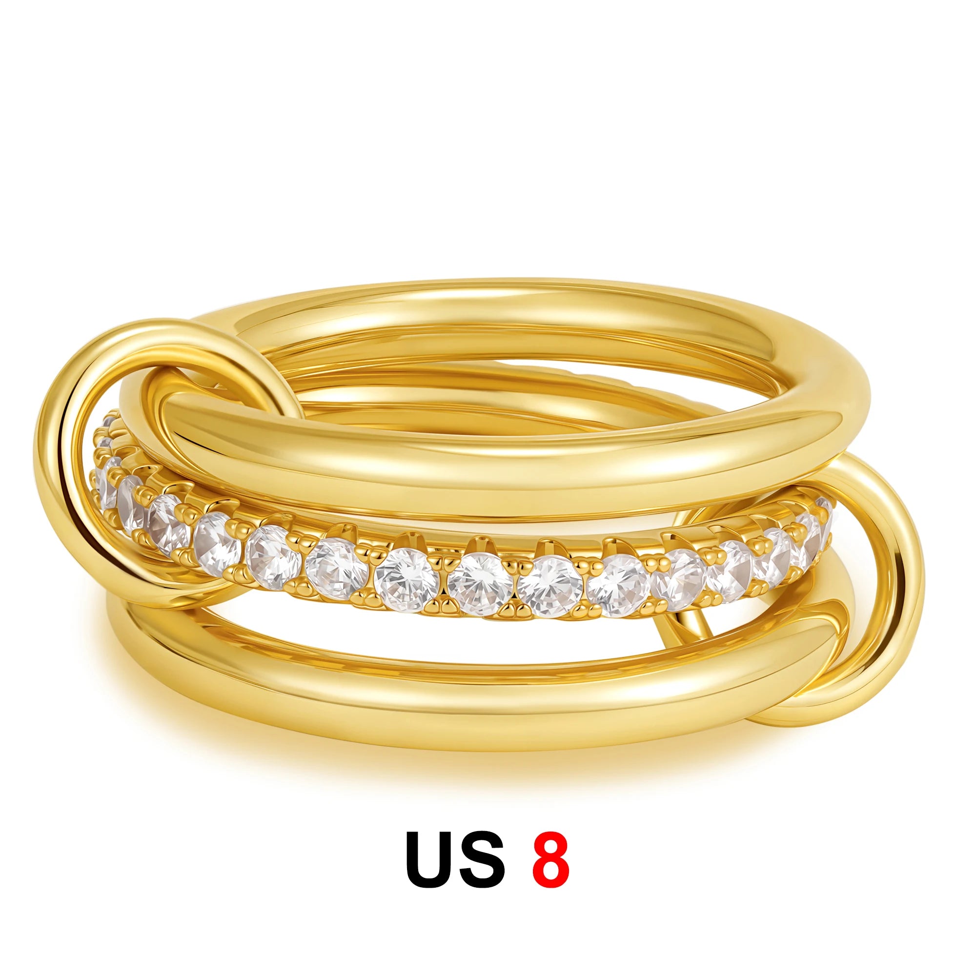 Dainty Stackable Ring Set — Minimalist Gold & Silver CZ Rings