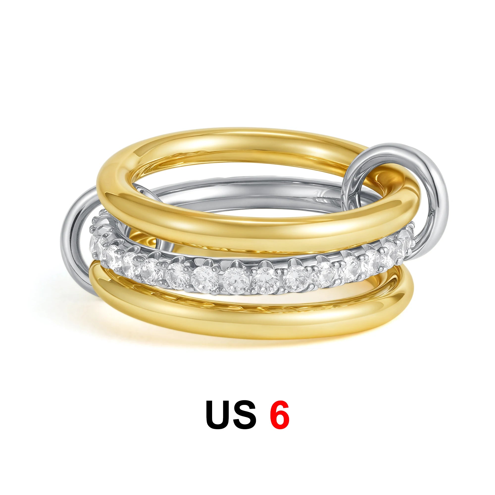 Dainty Stackable Ring Set — Minimalist Gold & Silver CZ Rings