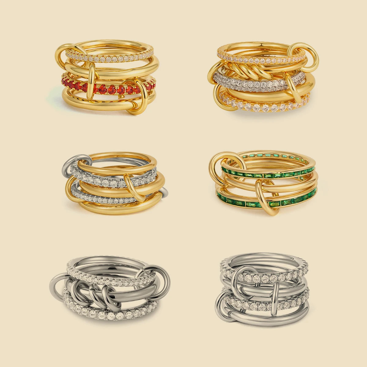 Dainty Stackable Ring Set — Minimalist Gold & Silver CZ Rings