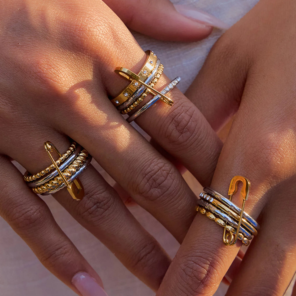Dainty Stackable Ring Set — Minimalist Gold & Silver CZ Rings