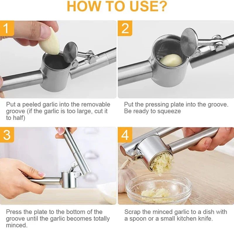 Stainless Steel Garlic Press & Mincer — Rust-Proof Kitchen Essential