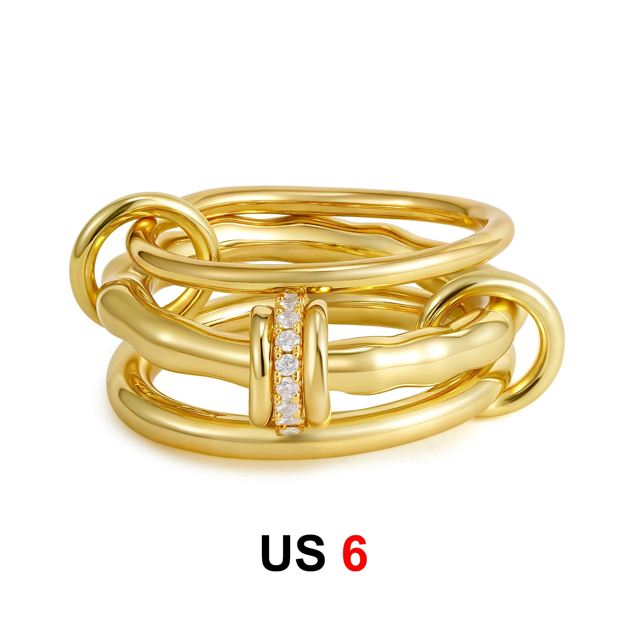 Dainty Stackable Ring Set — Minimalist Gold & Silver CZ Rings