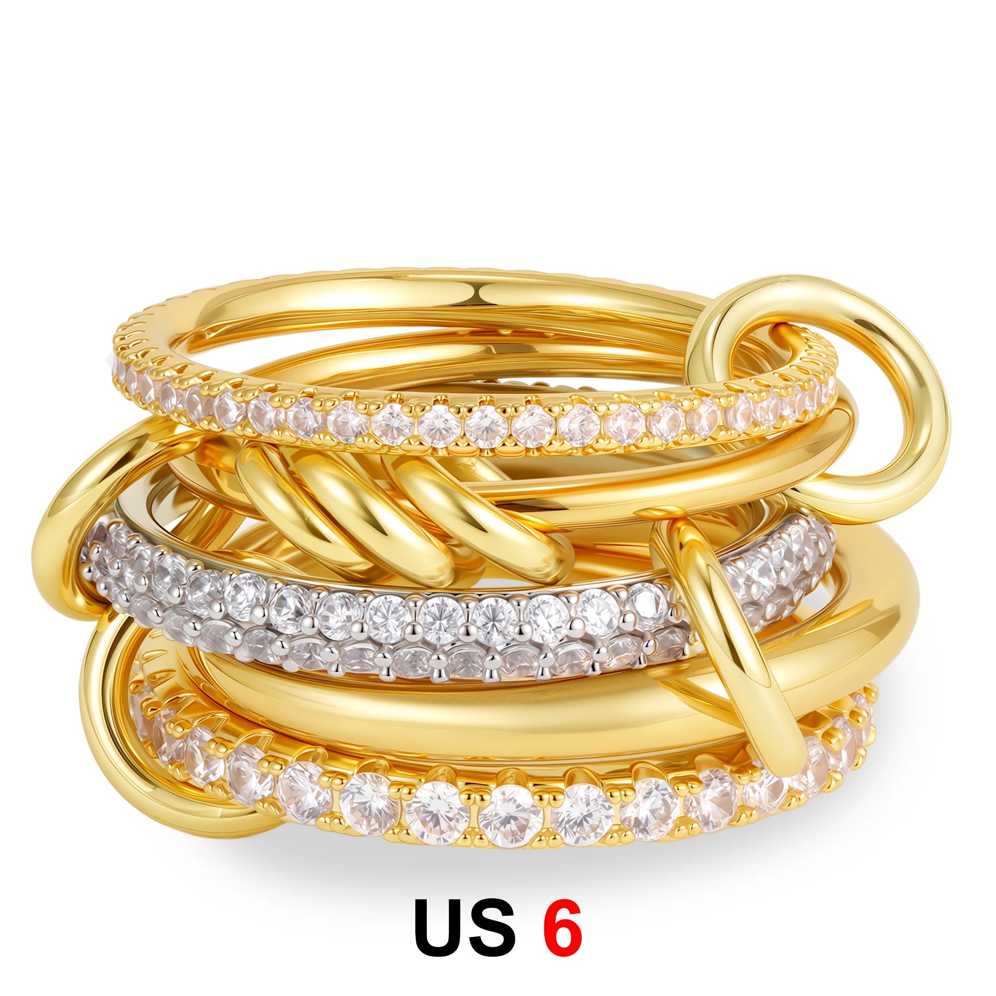 Dainty Stackable Ring Set — Minimalist Gold & Silver CZ Rings