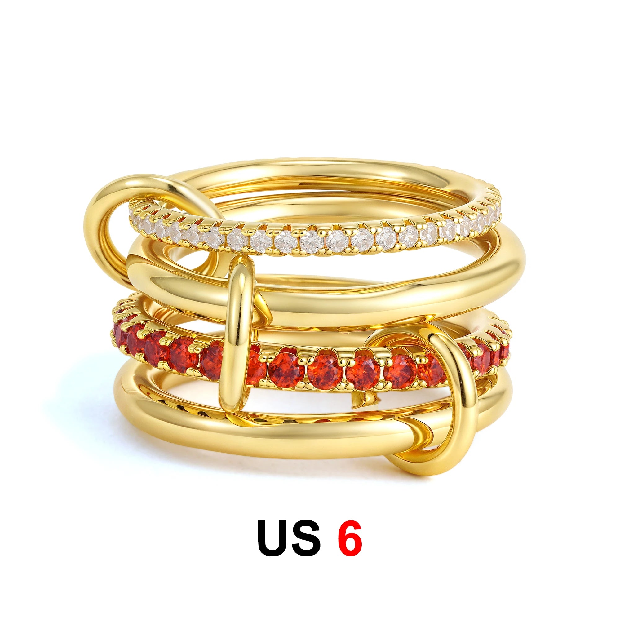 Dainty Stackable Ring Set — Minimalist Gold & Silver CZ Rings