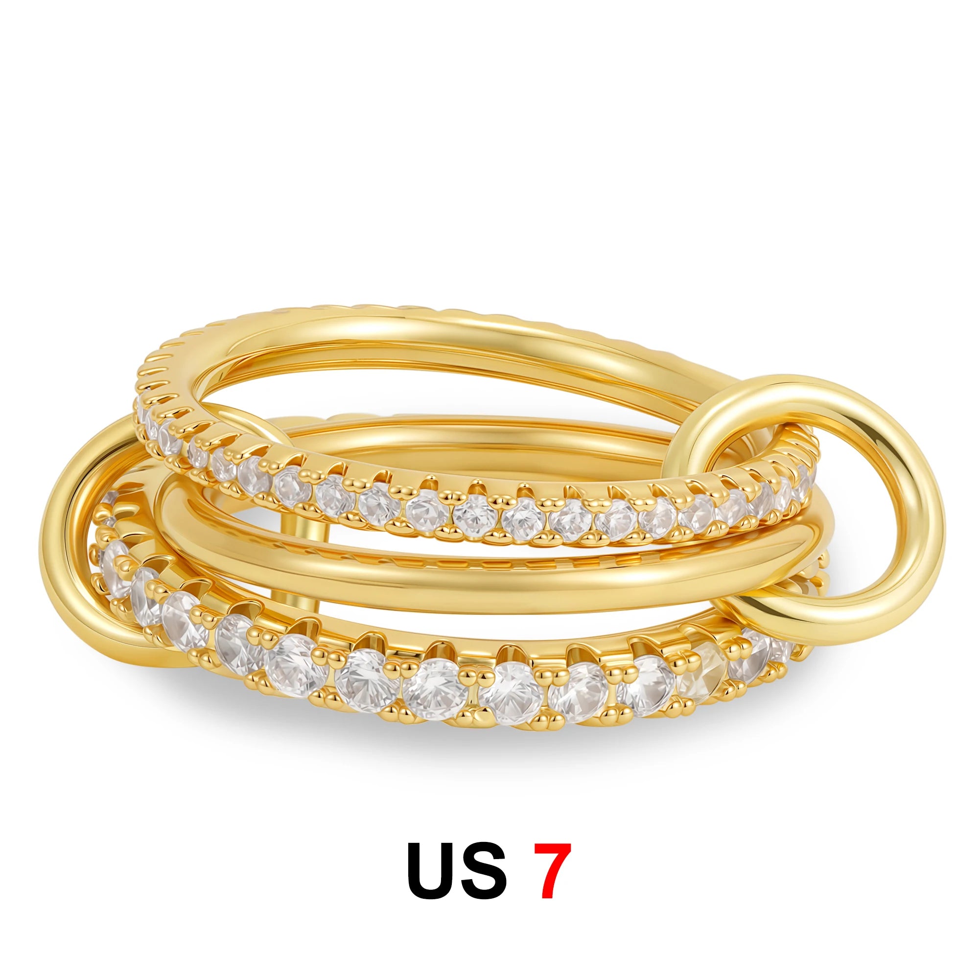 Dainty Stackable Ring Set — Minimalist Gold & Silver CZ Rings