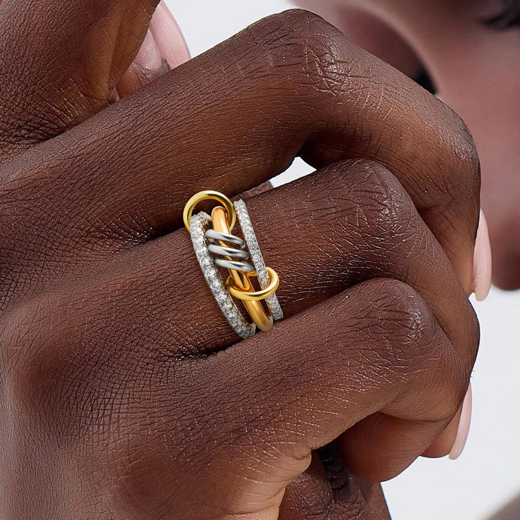 Dainty Stackable Ring Set — Minimalist Gold & Silver CZ Rings