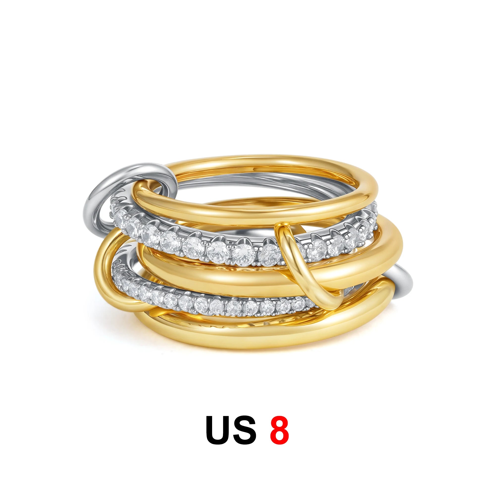 Dainty Stackable Ring Set — Minimalist Gold & Silver CZ Rings