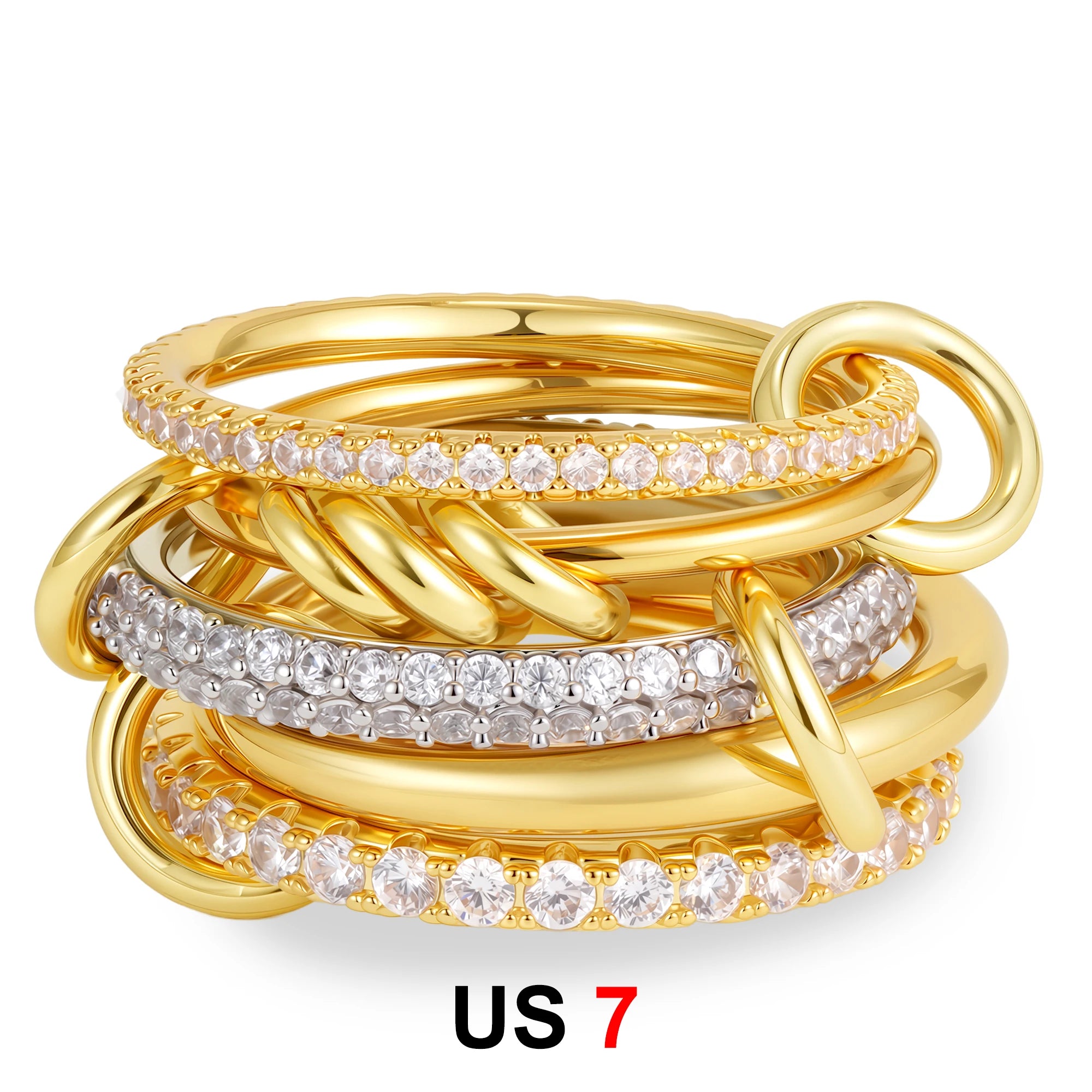 Dainty Stackable Ring Set — Minimalist Gold & Silver CZ Rings