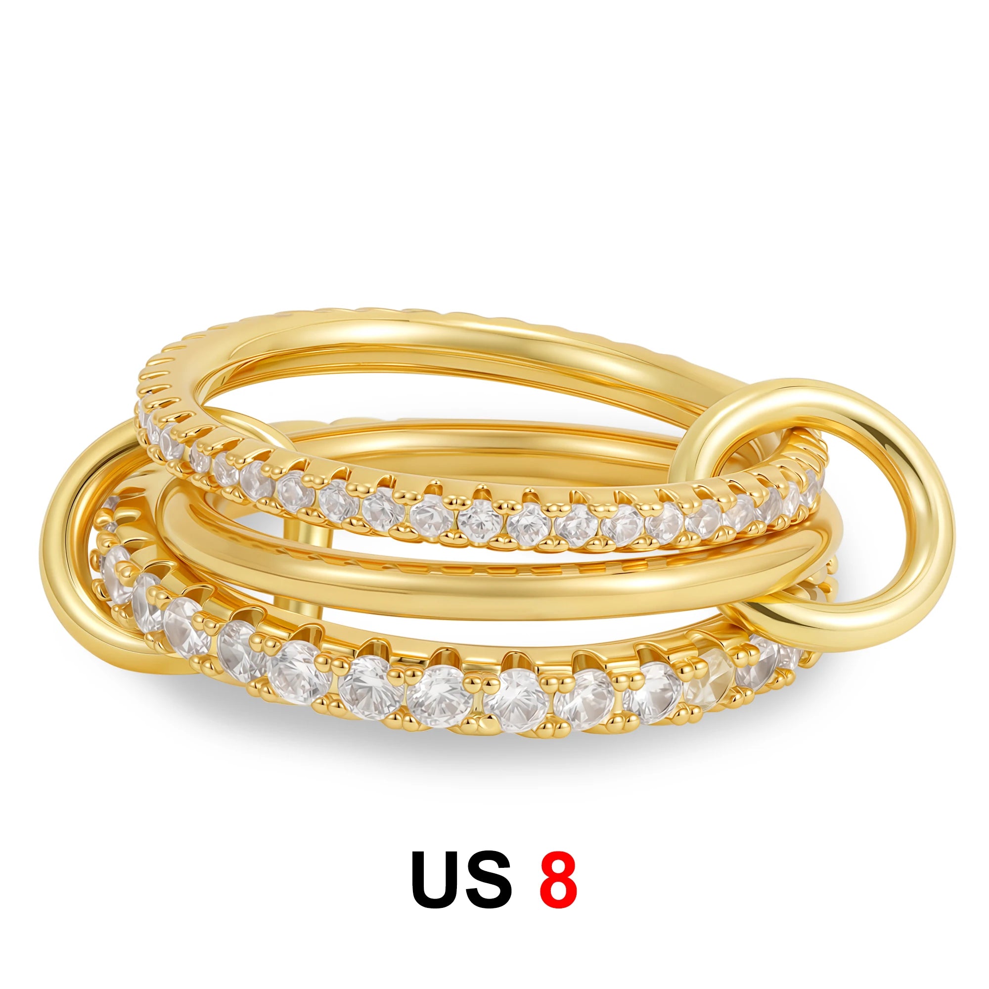 Dainty Stackable Ring Set — Minimalist Gold & Silver CZ Rings